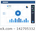 Business Data Dashboard Interface Modern Flat Vector Illustration for Analytics 142705332