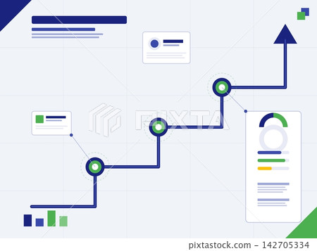 Flat Design Business Growth Infographic with Upward Arrow and Data Dashboards Flat Design Business Growth Infographic with Upward Arrow and Data Dashboards 142705334
