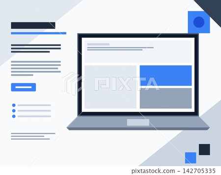 Modern Laptop Displaying Flat UI UX Website Interface Design Vector Illustration Modern Laptop Displaying Flat UI UX Website Interface Design Vector Illustration 142705335