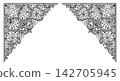 Gothic corner decorative frames with spider webs and stars, vintage black and white vector illustration set 142705945