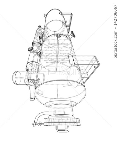 wireframe illustration of a telescope. Vector wireframe illustration of a telescope. Vector 142706067