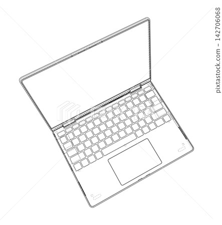 laptop outline illustration. Vector 142706068
