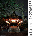 The illuminated Tenshin Shrine, adorned with autumn colors. 142706473
