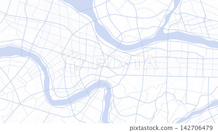Pale blue urban grid dividing scattered city districts with with Blue River Corridors Pale blue urban grid dividing scattered city districts with with Blue River Corridors 142706479