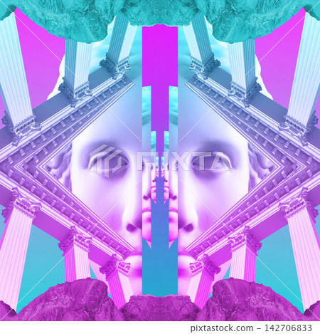 Surreal crazy collage. Art poster, concept, zine cover, funky print. Artwork unusual abstract style. Surreal crazy collage. Art poster, concept, zine cover, funky print. Artwork unusual abstract style. 142706833