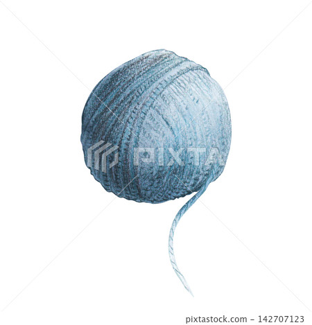 Ball of yarn with a thread hand drawn watercolor art, cozy knitting and crochet element. Illustration for handmade craft branding, wool shop packaging, artisan gift styling, blog stationery, designs. Ball of yarn with a thread hand drawn watercolor art, cozy knitting and crochet element. Illustration for handmade craft branding, wool shop packaging, artisan gift styling, blog stationery, designs. 142707123