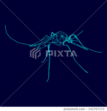 Mosquito low poly triangulation triangulated polygonal electric cyan blue vibrant aqua neon color vector illustration image outline contour line Mosquito low poly triangulation triangulated polygonal electric cyan blue vibrant aqua neon color vector illustration image outline contour line 142707133