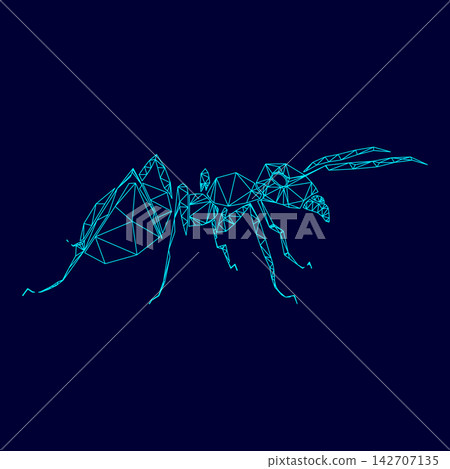Ant low poly triangulation triangulated polygonal electric cyan blue vibrant aqua neon color vector illustration image outline contour line Ant low poly triangulation triangulated polygonal electric cyan blue vibrant aqua neon color vector illustration image outline contour line 142707135