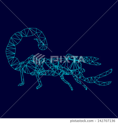 Scorpion low poly triangulation triangulated polygonal electric cyan blue vibrant aqua neon color vector illustration image outline contour line Scorpion low poly triangulation triangulated polygonal electric cyan blue vibrant aqua neon color vector illustration image outline contour line 142707136