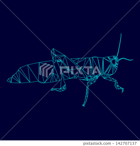 Grasshoper low poly triangulation triangulated polygonal electric cyan blue vibrant aqua neon color vector illustration image outline contour line Grasshoper low poly triangulation triangulated polygonal electric cyan blue vibrant aqua neon color vector illustration image outline contour line 142707137