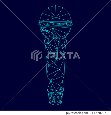 Microphone low poly triangulation triangulated polygonal electric cyan blue vibrant aqua neon color vector illustration image outline contour line Microphone low poly triangulation triangulated polygonal electric cyan blue vibrant aqua neon color vector illustration image outline contour line 142707149