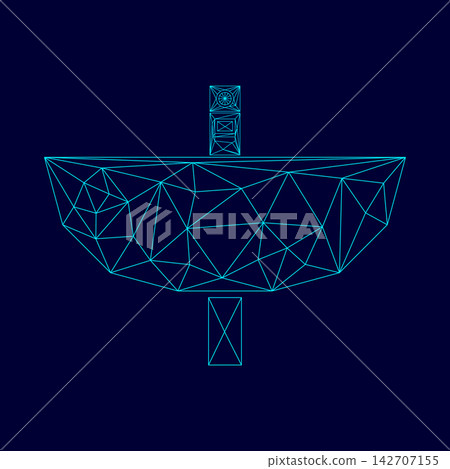 Wash basin low poly triangulation triangulated polygonal electric cyan blue vibrant aqua neon color vector illustration image outline contour line Wash basin low poly triangulation triangulated polygonal electric cyan blue vibrant aqua neon color vector illustration image outline contour line 142707155