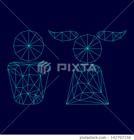 Boy and girl low poly triangulation triangulated polygonal electric cyan blue vibrant aqua neon color vector illustration image outline contour line Boy and girl low poly triangulation triangulated polygonal electric cyan blue vibrant aqua neon color vector illustration image outline contour line 142707156