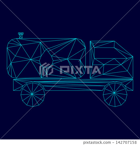 Cistern truck low poly triangulation triangulated polygonal electric cyan blue vibrant aqua neon color vector illustration image outline contour line Cistern truck low poly triangulation triangulated polygonal electric cyan blue vibrant aqua neon color vector illustration image outline contour line 142707158
