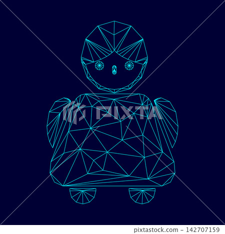 Old woman low poly triangulation triangulated polygonal electric cyan blue vibrant aqua neon color vector illustration image outline contour line Old woman low poly triangulation triangulated polygonal electric cyan blue vibrant aqua neon color vector illustration image outline contour line 142707159