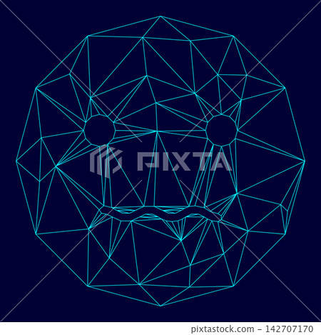 Smiley low poly triangulation triangulated polygonal electric cyan blue vibrant aqua neon color vector illustration image outline contour line Smiley low poly triangulation triangulated polygonal electric cyan blue vibrant aqua neon color vector illustration image outline contour line 142707170