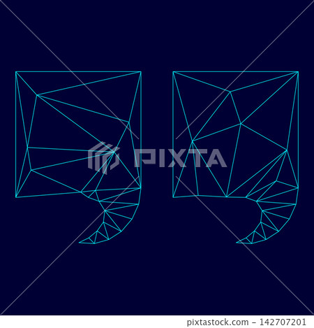 Citation low poly triangulation triangulated polygonal electric cyan blue vibrant aqua neon color vector illustration image outline contour line Citation low poly triangulation triangulated polygonal electric cyan blue vibrant aqua neon color vector illustration image outline contour line 142707201