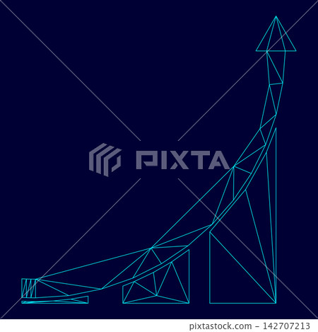 Graph low poly triangulation triangulated polygonal electric cyan blue vibrant aqua neon color vector illustration image outline contour line Graph low poly triangulation triangulated polygonal electric cyan blue vibrant aqua neon color vector illustration image outline contour line 142707213