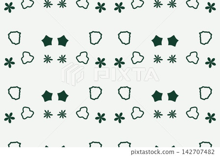 Seamless botanical pattern with ditsy star flowers in deep green Seamless botanical pattern with ditsy star flowers in deep green 142707482