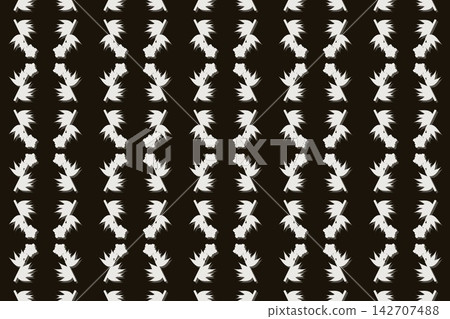 Minimal botanical pattern, pointed clover leaves and roses on orange 142707488