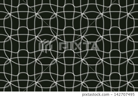 Hand drawn mirrored flowing curves seamless repeat pattern in green Hand drawn mirrored flowing curves seamless repeat pattern in green 142707495