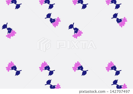 Blue botanical seamless pattern, lobed leaves and roses Blue botanical seamless pattern, lobed leaves and roses 142707497