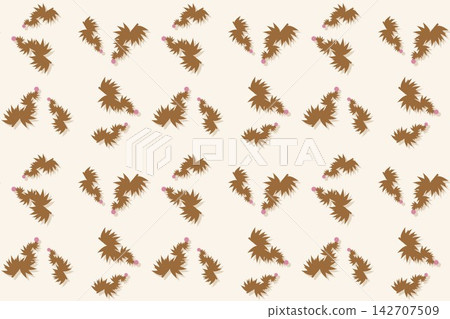Caramel botanical seamless pattern, heart shaped palmate leaves and pompoms Caramel botanical seamless pattern, heart shaped palmate leaves and pompoms 142707509