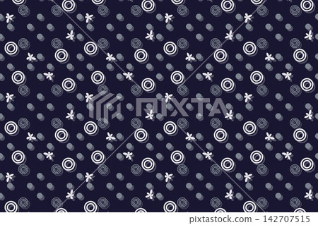 Seamless botanical pattern with scattered daisies in blue 142707515