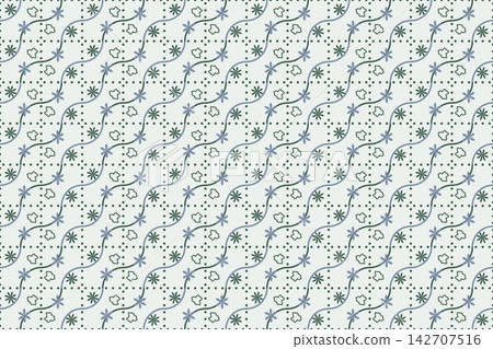 Leaves and daisies seamless background in jade Leaves and daisies seamless background in jade 142707516