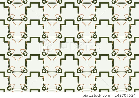 Green geometric seamless pattern, mirrored interlocking lines Green geometric seamless pattern, mirrored interlocking lines 142707524