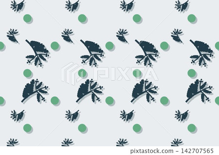 Modern botanical seamless tile, scalloped fern leaves and tulips in blue Modern botanical seamless tile, scalloped fern leaves and tulips in blue 142707565