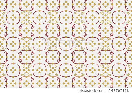 Red botanical seamless pattern, leaves and star flowers Red botanical seamless pattern, leaves and star flowers 142707568