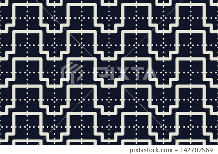 Geometric repeat pattern with mirrored maze lines, midnight blue tones Geometric repeat pattern with mirrored maze lines, midnight blue tones 142707569