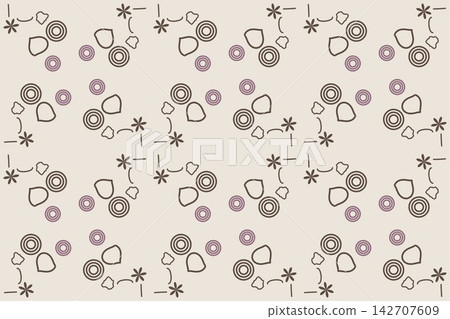 Hand drawn ditsy star flowers seamless repeat pattern in taupe Hand drawn ditsy star flowers seamless repeat pattern in taupe 142707609