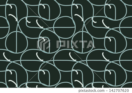 Seamless geometric pattern with scattered flowing curves in green Seamless geometric pattern with scattered flowing curves in green 142707620