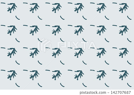 Lobed clover leaves and tulips seamless background in teal Lobed clover leaves and tulips seamless background in teal 142707687