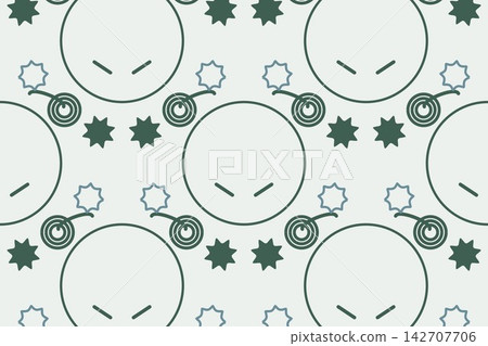 Hand drawn leaves and star flowers seamless repeat pattern in sage Hand drawn leaves and star flowers seamless repeat pattern in sage 142707706