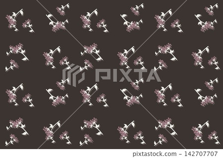 Seamless espresso pattern of pointed leaves and daisies Seamless espresso pattern of pointed leaves and daisies 142707707