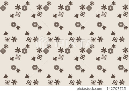 Warm grey botanical seamless pattern, scattered daisies Warm grey botanical seamless pattern, scattered daisies 142707715