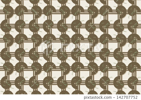 Seamless geometric pattern with scattered interlocking lines in khaki Seamless geometric pattern with scattered interlocking lines in khaki 142707752