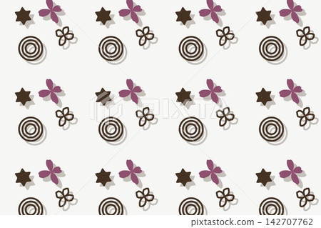 Minimal botanical pattern, ditsy star flowers on orange Minimal botanical pattern, ditsy star flowers on orange 142707762