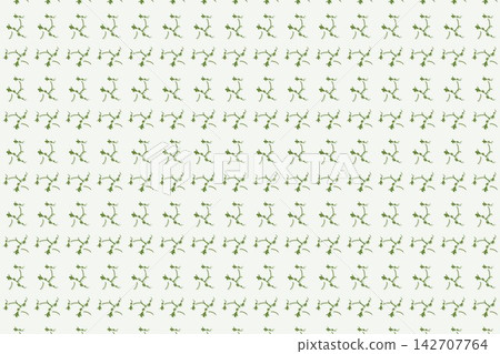 Botanical repeat pattern with rounded clover leaves and wildflowers, green tones Botanical repeat pattern with rounded clover leaves and wildflowers, green tones 142707764