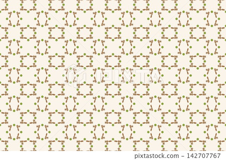 Minimal botanical pattern, oval palmate leaves and star flowers on amber Minimal botanical pattern, oval palmate leaves and star flowers on amber 142707767