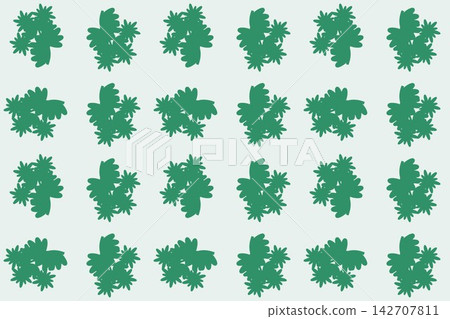 Green botanical seamless pattern, narrow palmate leaves and pompoms Green botanical seamless pattern, narrow palmate leaves and pompoms 142707811