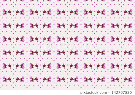 Wavy clover leaves and daisies seamless background in red Wavy clover leaves and daisies seamless background in red 142707820