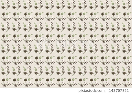 Clay botanical seamless pattern, tossed daisies Clay botanical seamless pattern, tossed daisies 142707831
