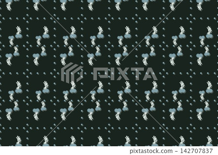 Seamless green pattern of lobed palmate leaves and daisies Seamless green pattern of lobed palmate leaves and daisies 142707837