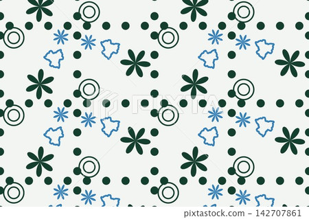 Tossed daisies seamless background in forest green Tossed daisies seamless background in forest green 142707861