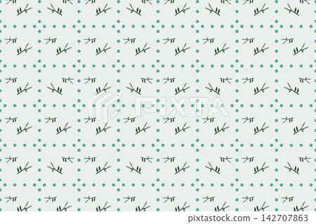 Seamless botanical pattern with slender leaves and lavender in green 142707863