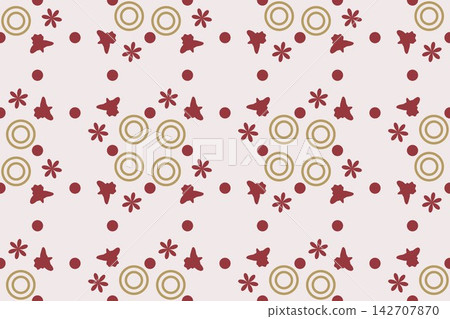 Seamless red pattern of ditsy star flowers Seamless red pattern of ditsy star flowers 142707870